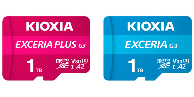 EXCERIA PLUS G3 microSD メモリカードシリーズ(左)とEXCERIA G3 microSD メモリカードシリーズ(右)